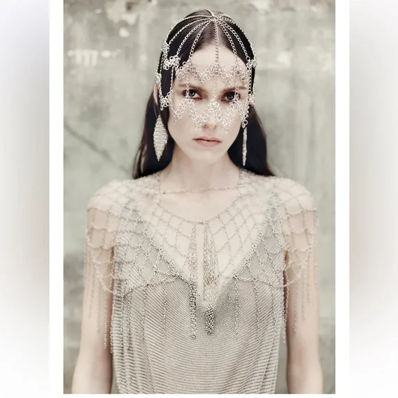 ZARA METALLIC THREAD MESH DRESS LIMITED EDITION - Picture 1 of 12